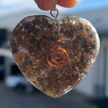 Orgonite Tigers Eye Pendant - Heart Orgonite Tigers Eye Pendant - Heart